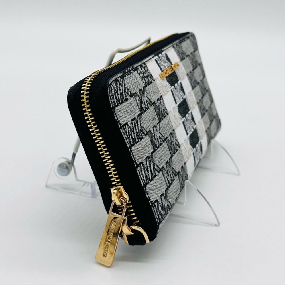 Michael Kors Large Continental Wallet Wristlet Black/White - Picture 5 of 10